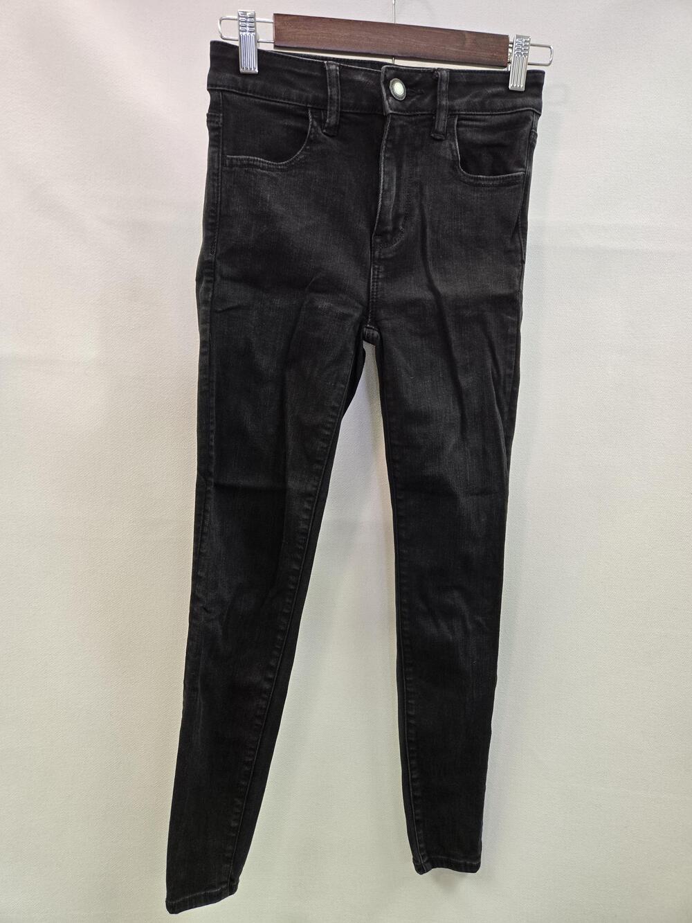 American Eagle Jeans Womens 2 Short Black Next Level Stretch Skinny Mid Rise